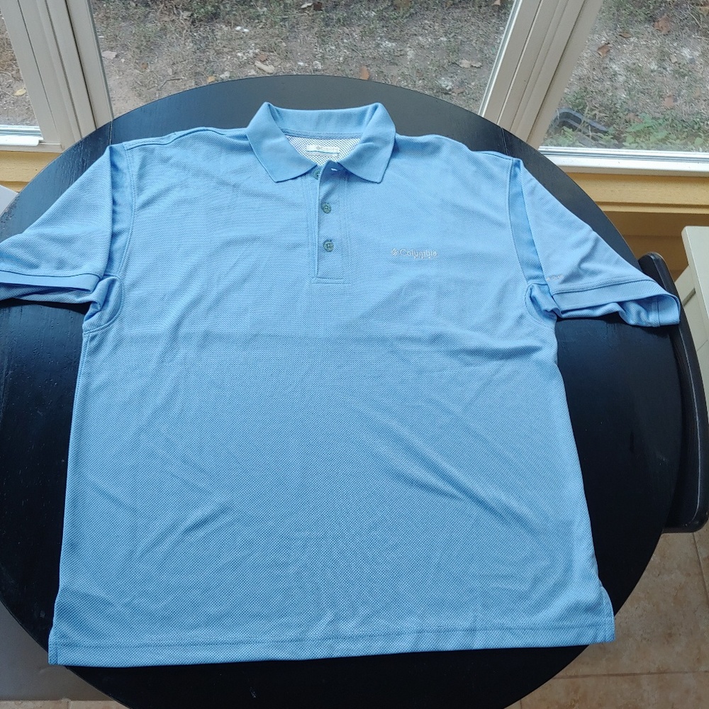 Columbia Vented Fishing Polo Shirt Light Blue sz M